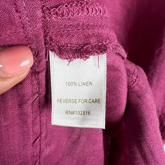 Garnet Hill Woman size‎ S 100% Linen Oversized Shift Dress Ruffle Tie Breathable - Picture 4 of 11